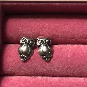 Silver owl earrings
